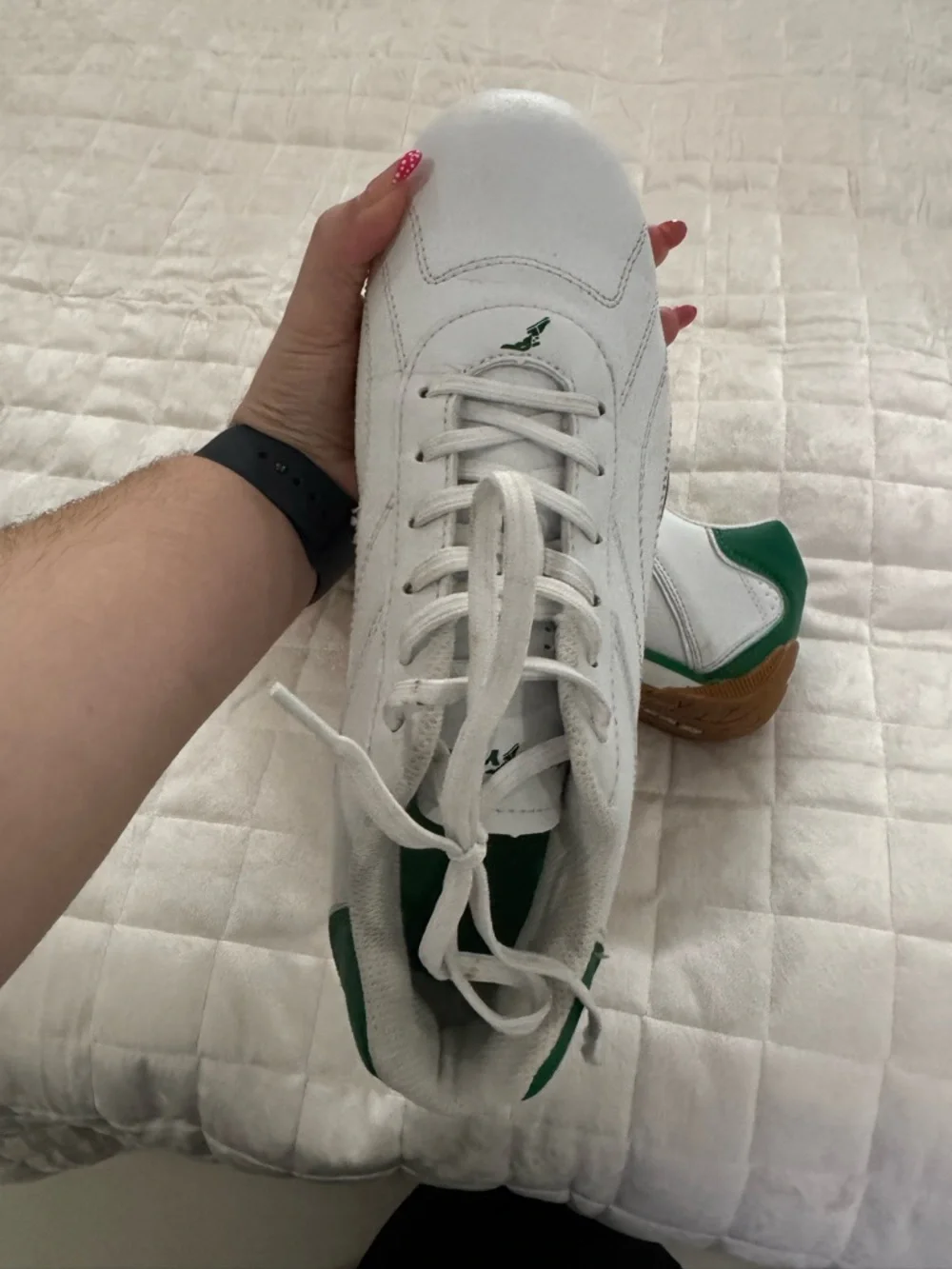 White and Green Men's Athletic Sneakers